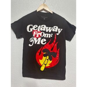 Pacsun Getaway From Me Graphic T-Shirt Palm Tree Flames Black Mens S